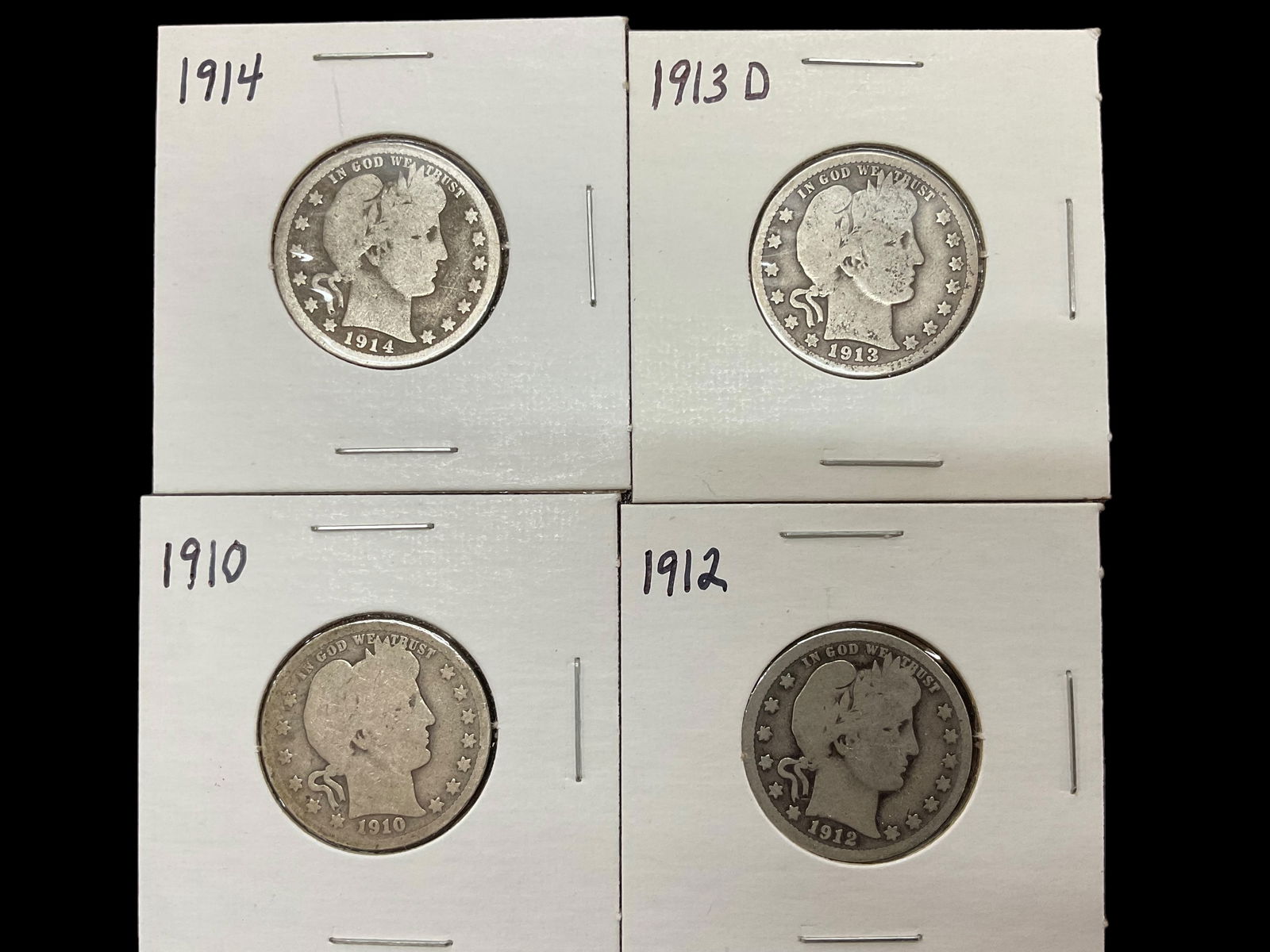 Group of 4 Barber Silver Quarters (1 of 10)