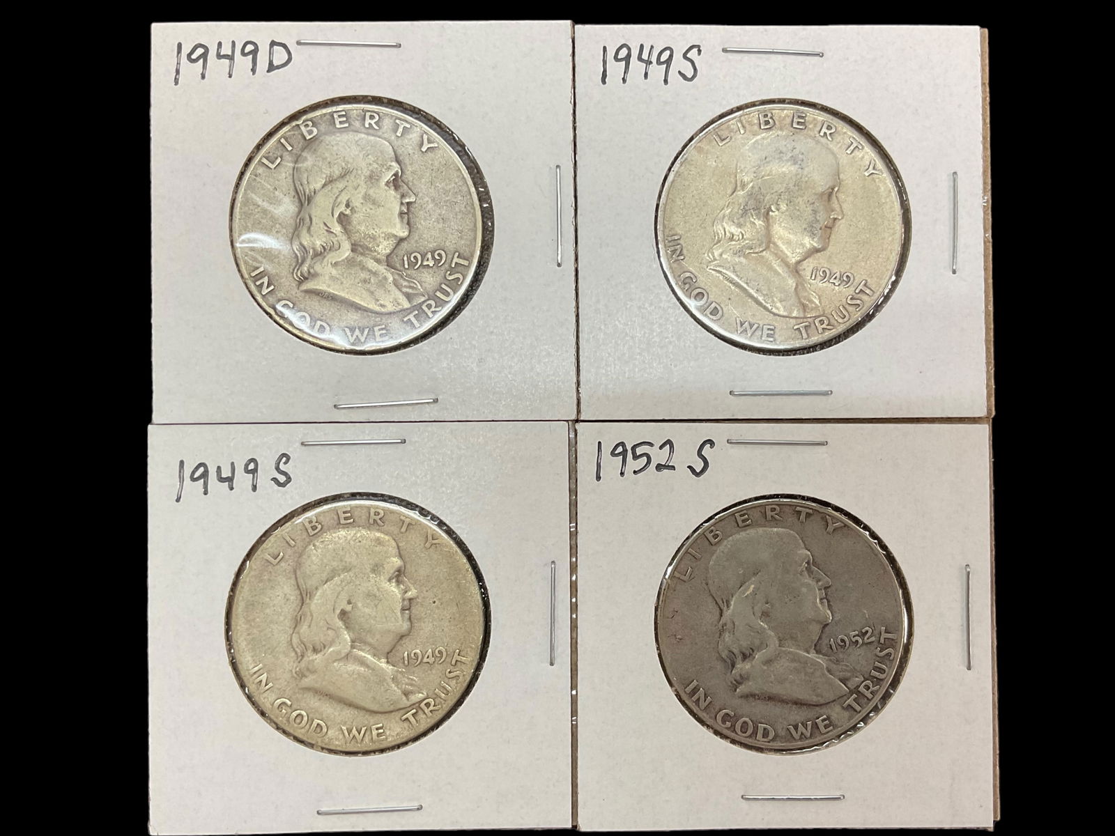 Group of 4 Franklin Silver Half Dollars (1 of 10)