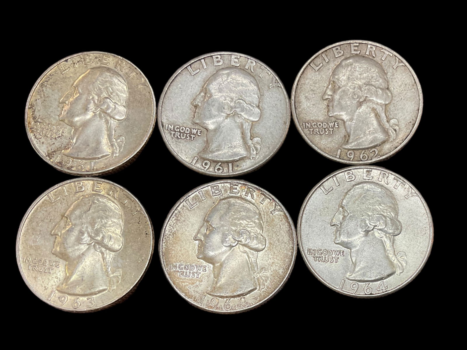 Group of 6 Washington Silver Quarters (1 of 2)