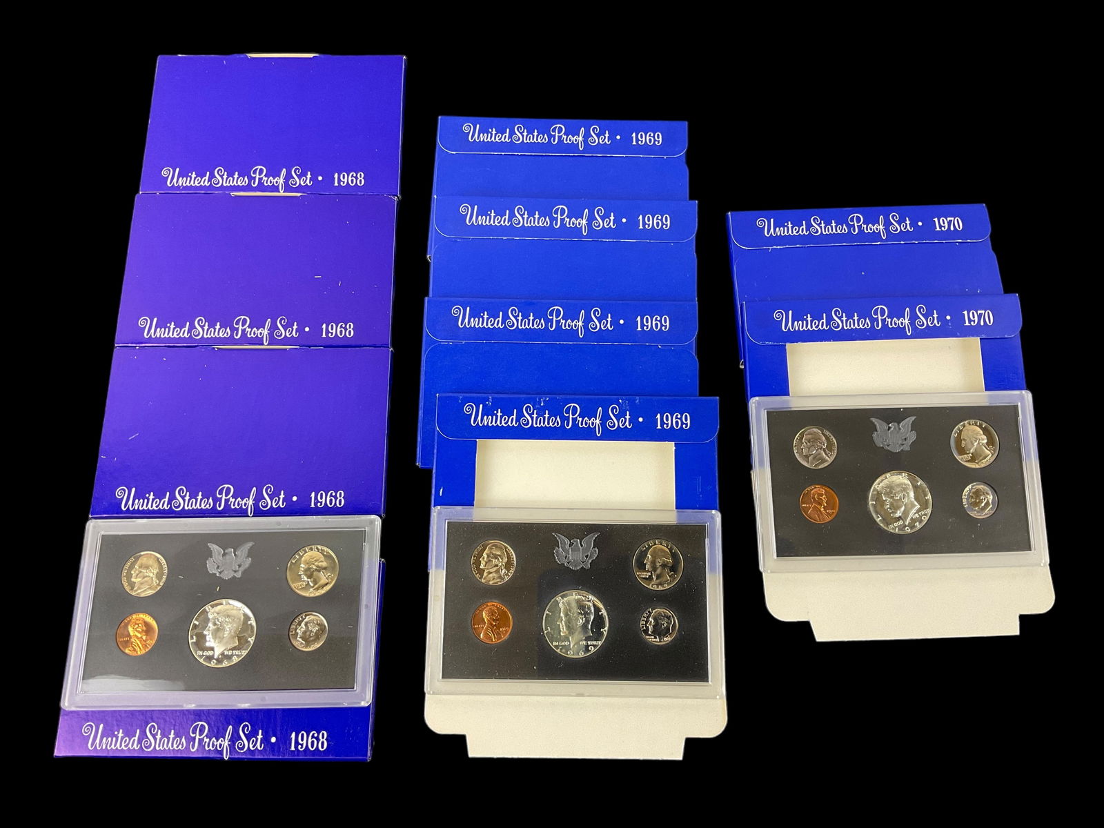 Group of 10 US Mint Proof Sets, 1968, 1969, 1970 (1 of 5)
