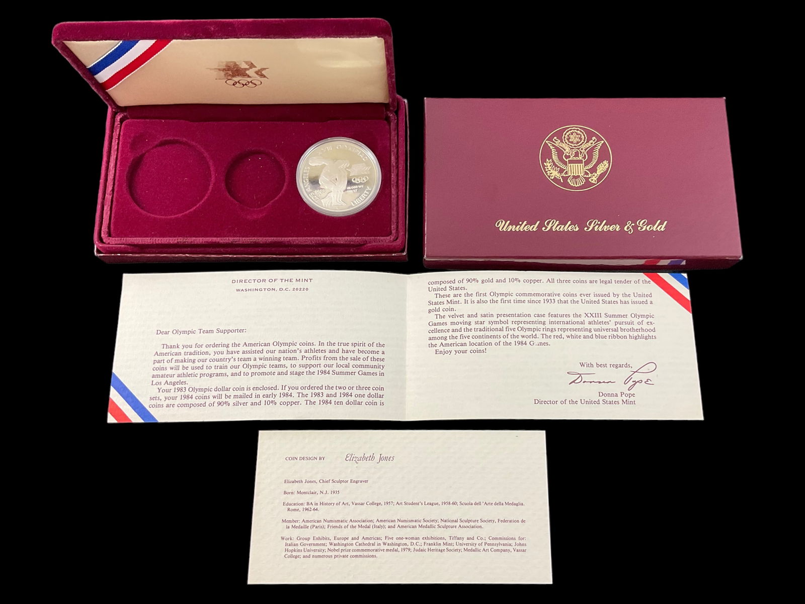 1983 S Olympic Proof Silver Dollar Discus Thrower COA (1 of 4)