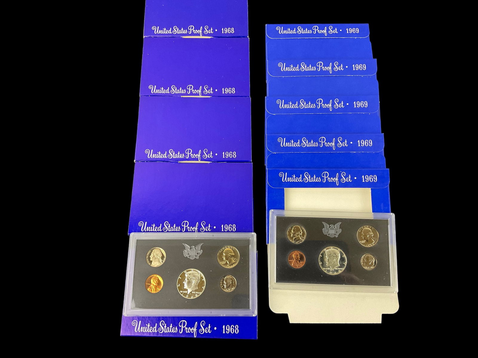 Group of 10 US Mint Proof Sets, 1968, 1969 (1 of 4)
