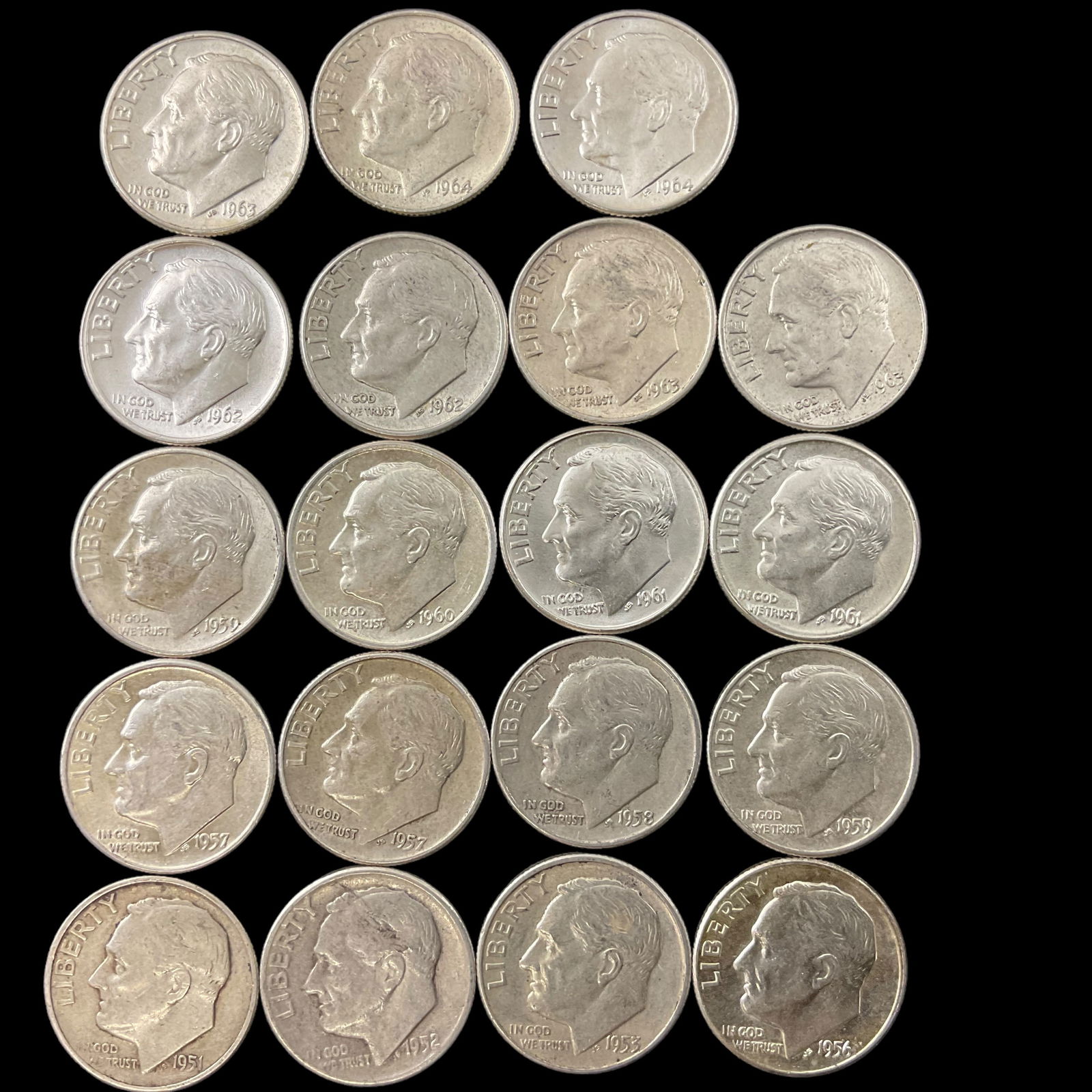 Group of 19 Roosevelt Silver Dimes (1 of 2)
