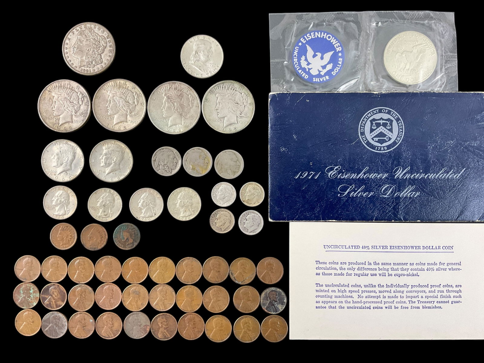 Mixed Group of US Silver Coins and Pennies (1 of 13)