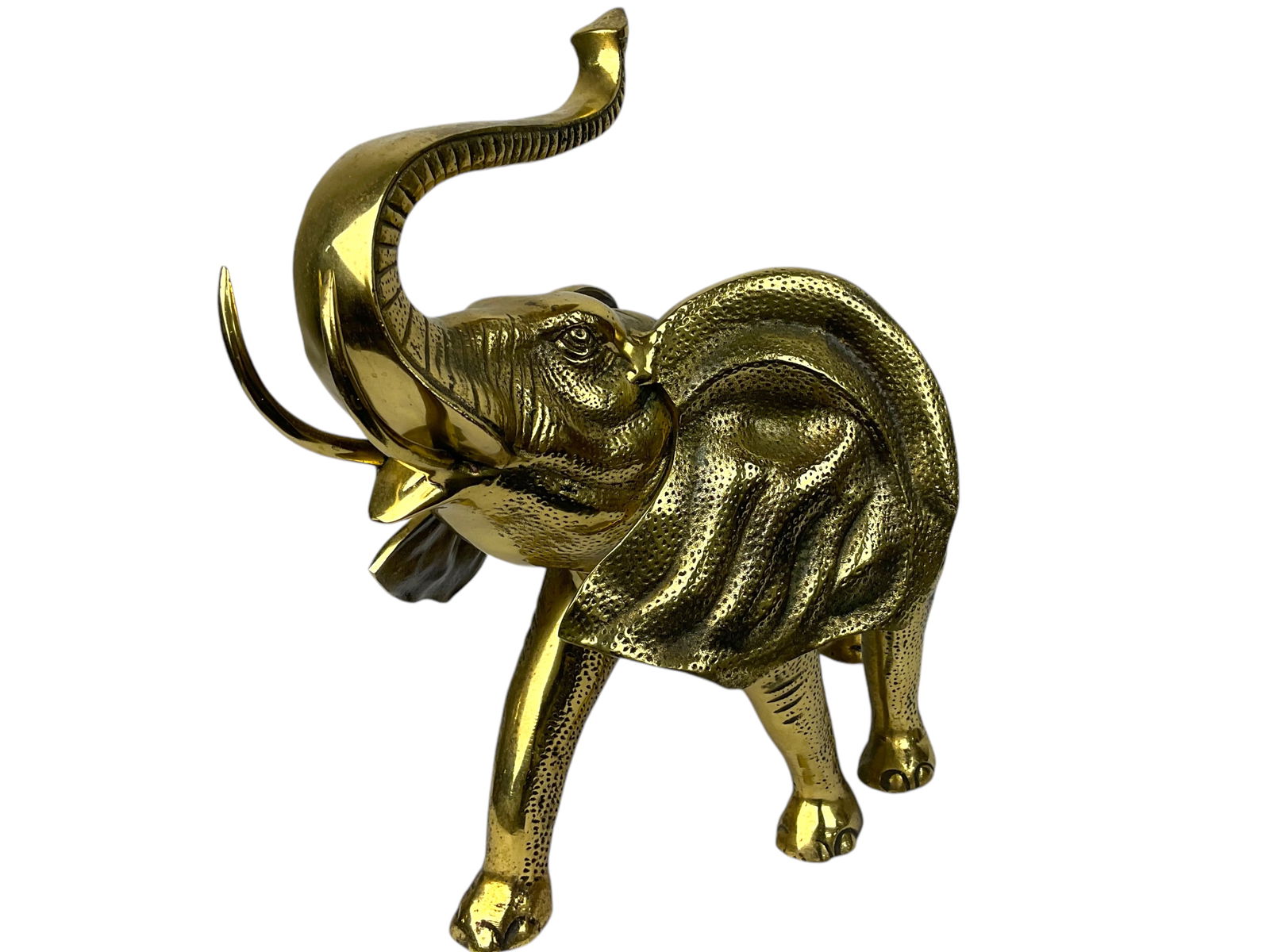Large Brass Elephant with Raised Trunk (1 of 7)
