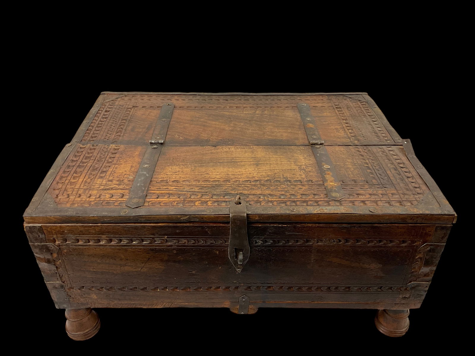 Antique Indian Carved Dowry Chest (1 of 7)