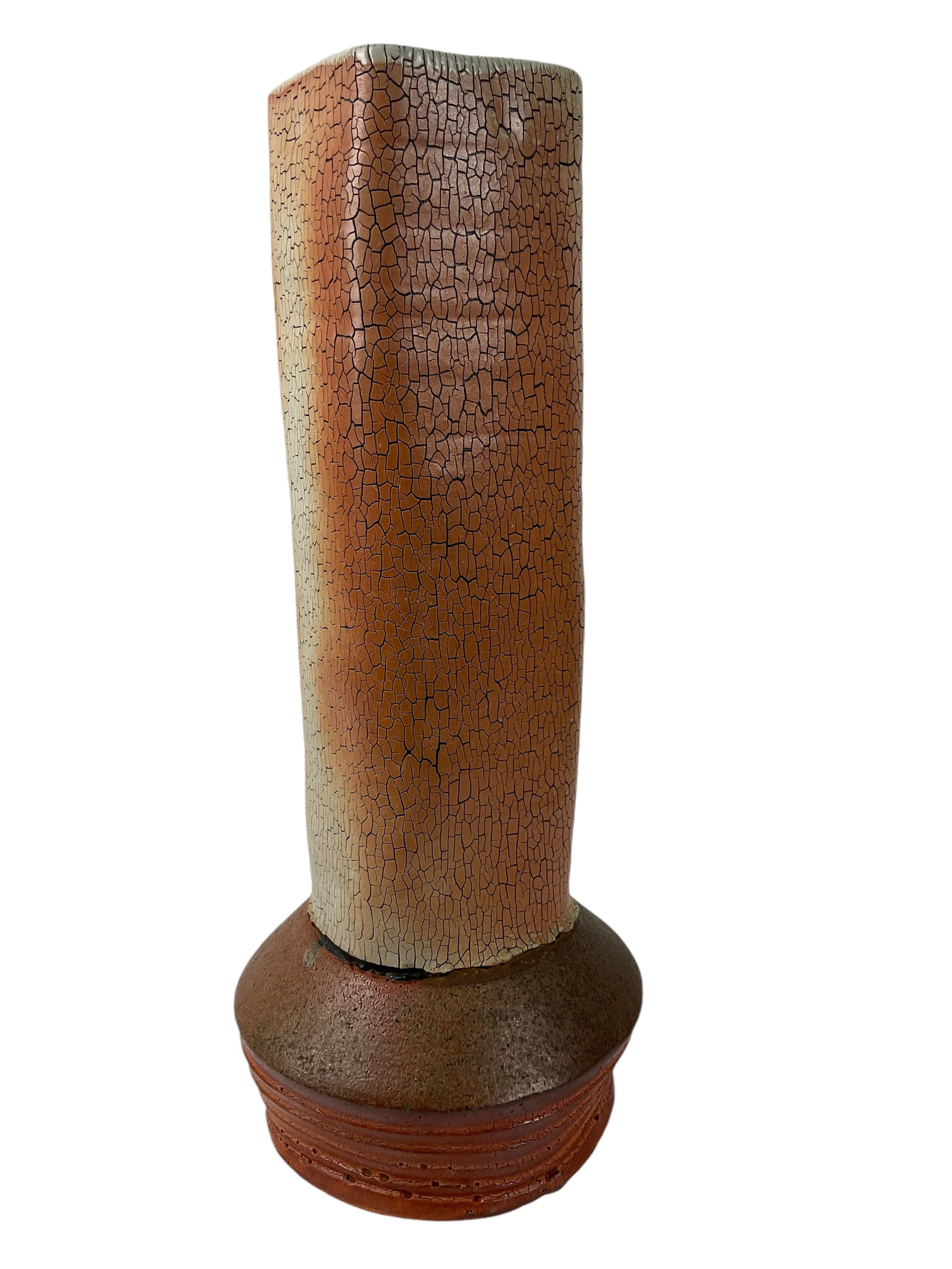 Tall Decorative Vase, Signed: Tall Decorative Vase, Signed Measures 16 1/2" tall, 7" diameter largest area, 4" top, Weighs 7 lbs. Condition, see photographs