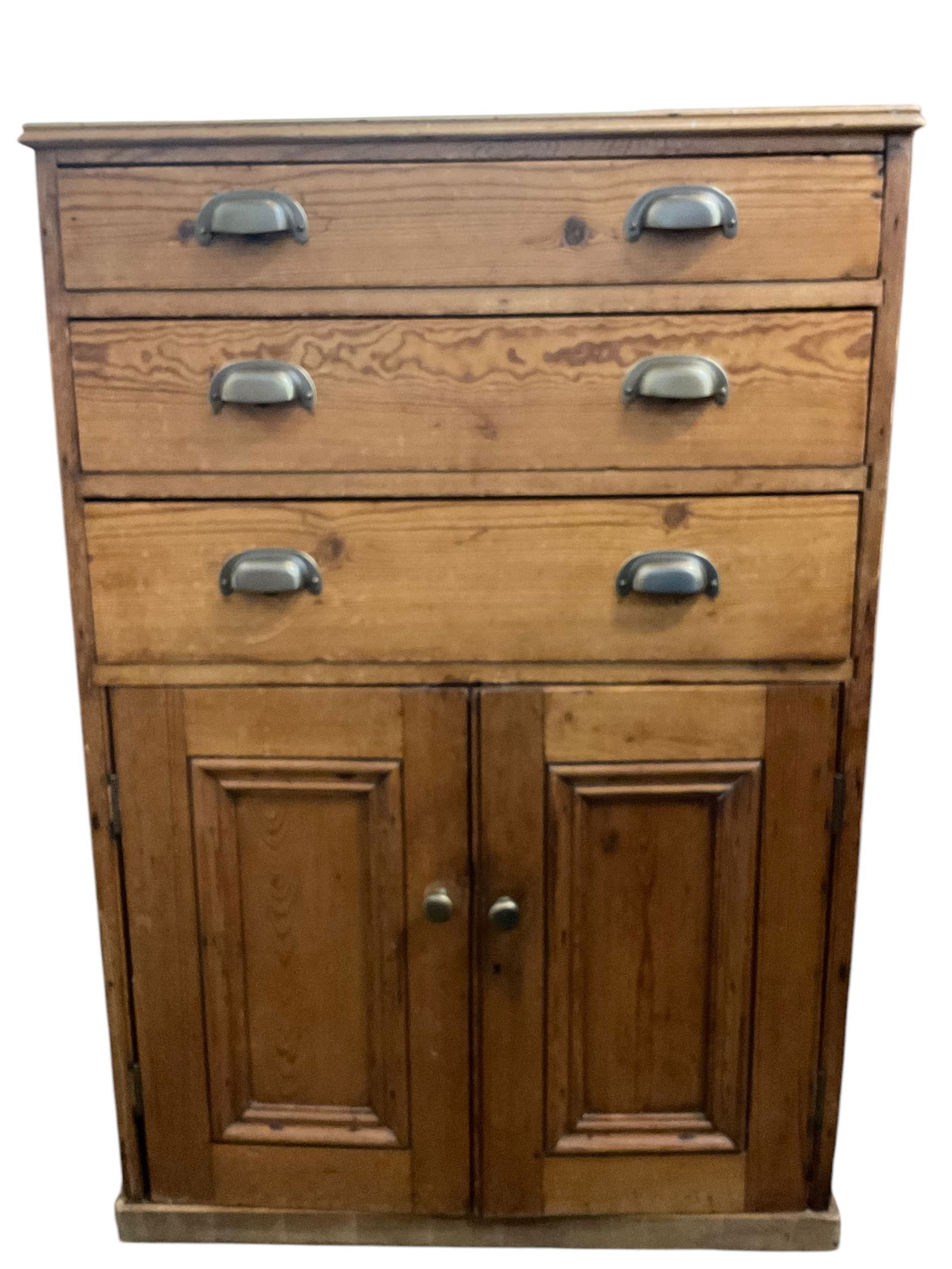 Pine Chest 3 Drawers 2 Paneled Doors (1 of 8)