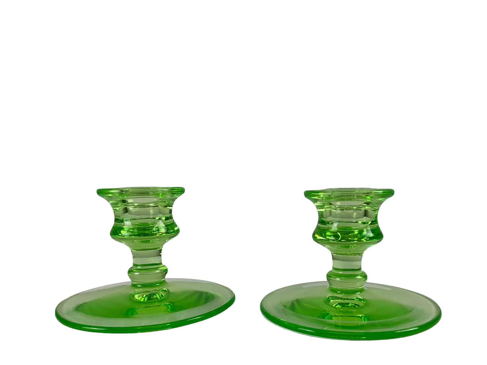 Pair of Green Uranium Candle Holders (1 of 3)