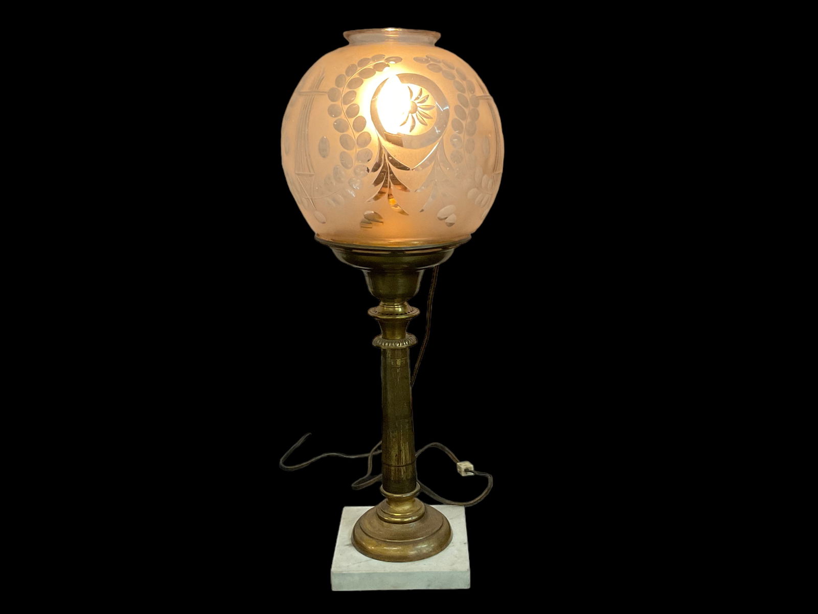 Etched Globe Pedestal Lamp (1 of 7)