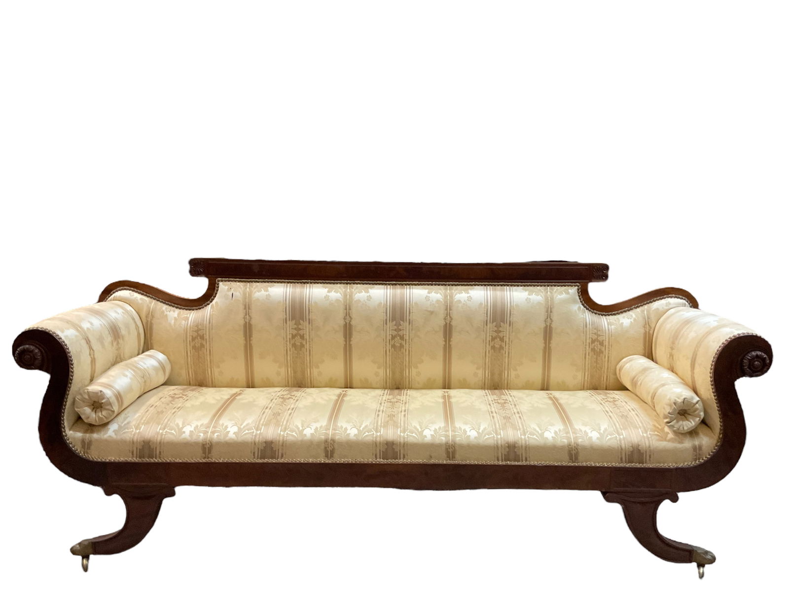Federal Style Sofa with Brass Feet and Wheels (1 of 15)