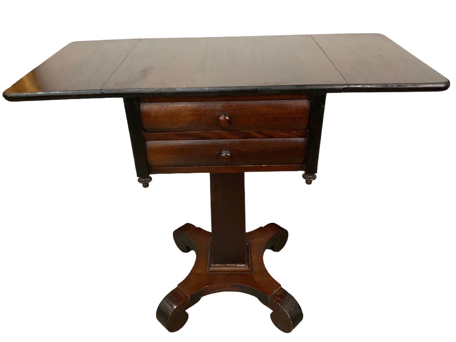 Empire Classical Mahogany Two Drawer Drop Leaf Side Table (1 of 9)