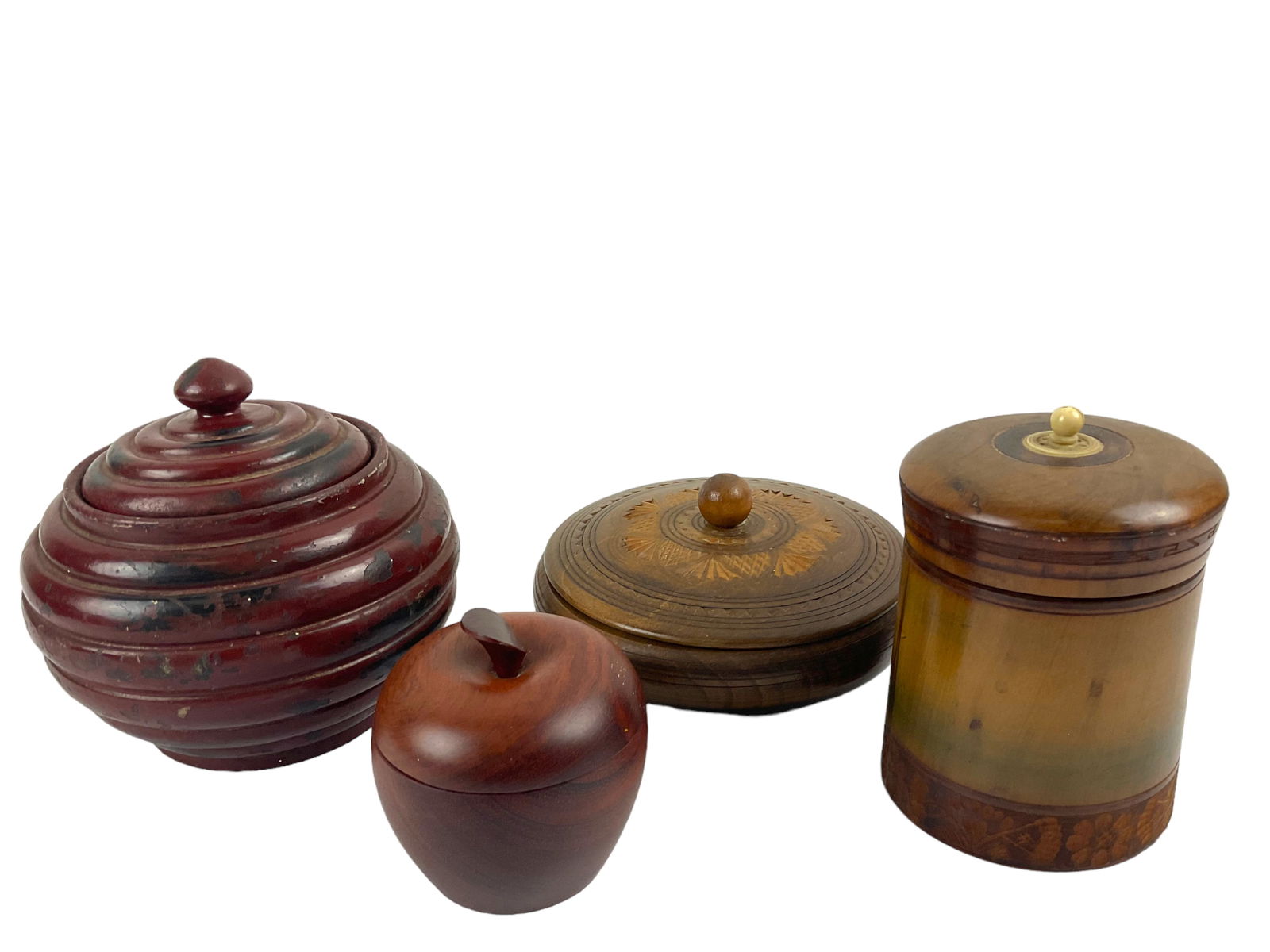 Collection Of 4  Round Wooden Trinket Boxes (1 of 3)