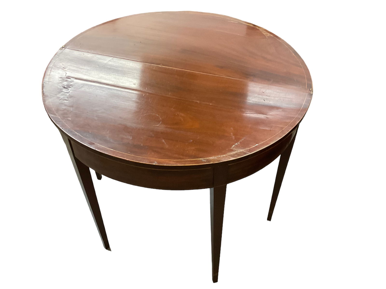 Antique Mahogany Demilune Table with Swingout Leg (1 of 9)