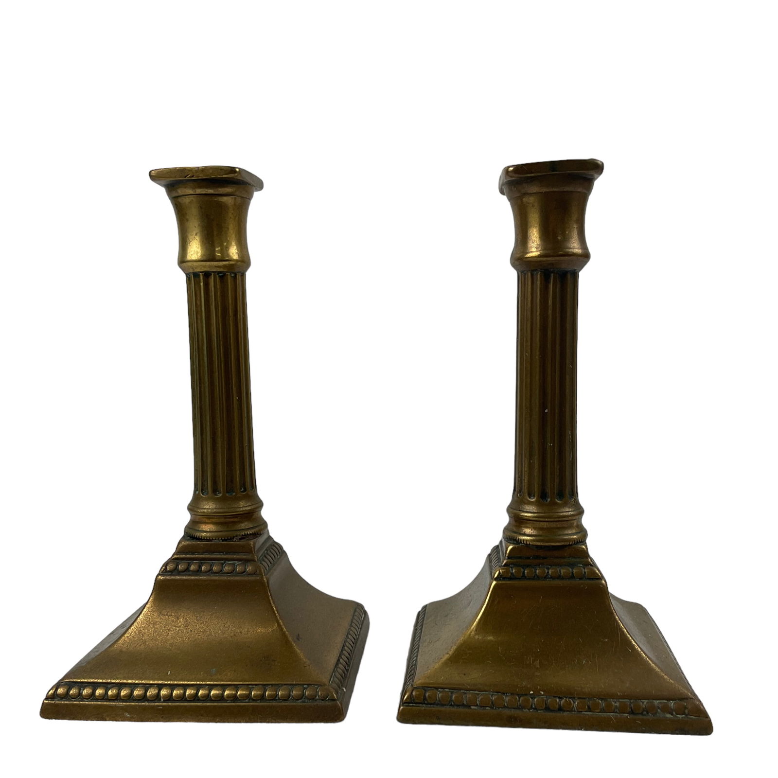 Beautiful Pair of Brass Antique Candlesticks with Beaded Detailing (1 of 5)