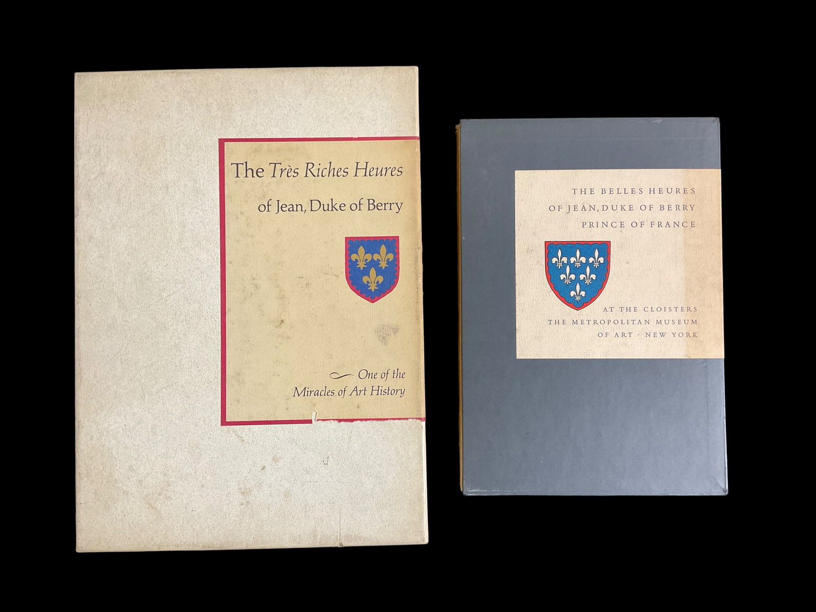 Set of 2 Heures of Jean , Duke of Berry, both in Slipcase, 1958 and 1969: Set of 2 Heures of Jean , Duke of Berry, both in Slipcase, 1958 and 1969 1) The Belles Heures Of Jean, Duke of Berry, Prince of France, with an Introduction by James J. Rorimer, At The Cloisters, The 