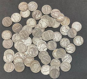 Group of 62 Mercury Silver Dimes Mixed Dates