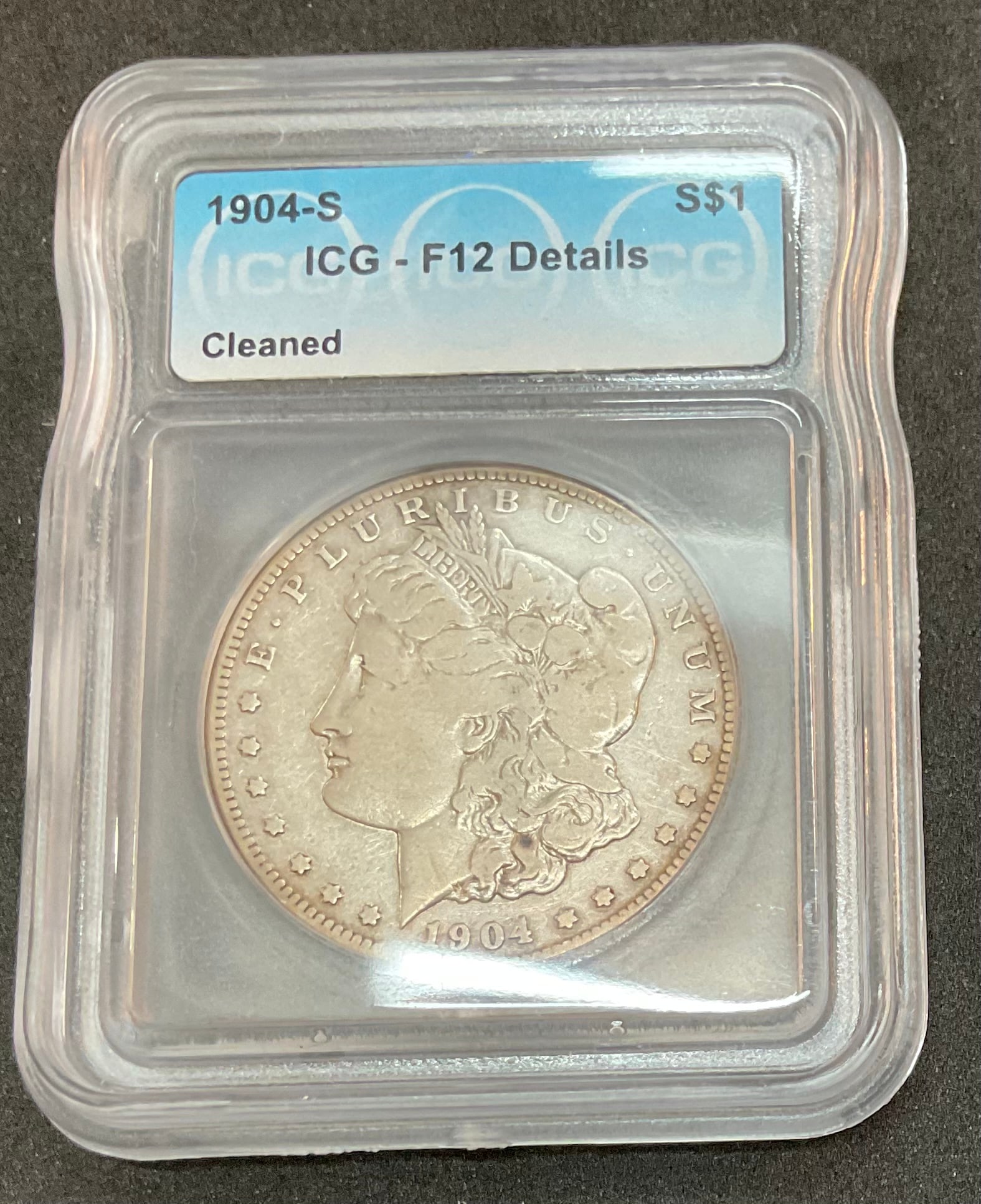 1904 S Morgan Silver Dollar ICG Graded F12 Details (1 of 3)