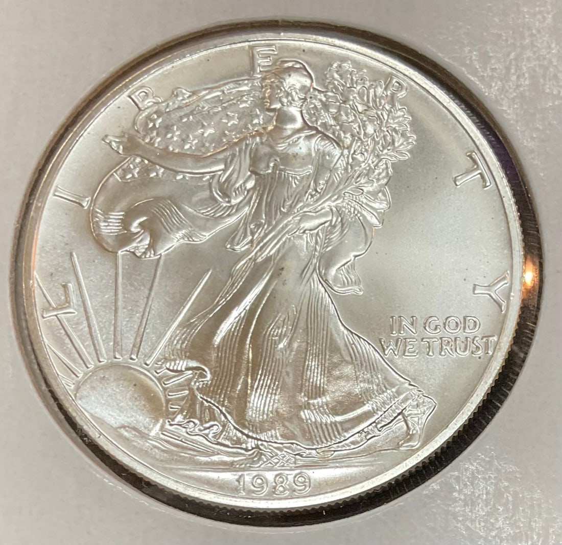 1989 American Silver Eagle $1 Coin .999 Fine Silver (1 of 3)