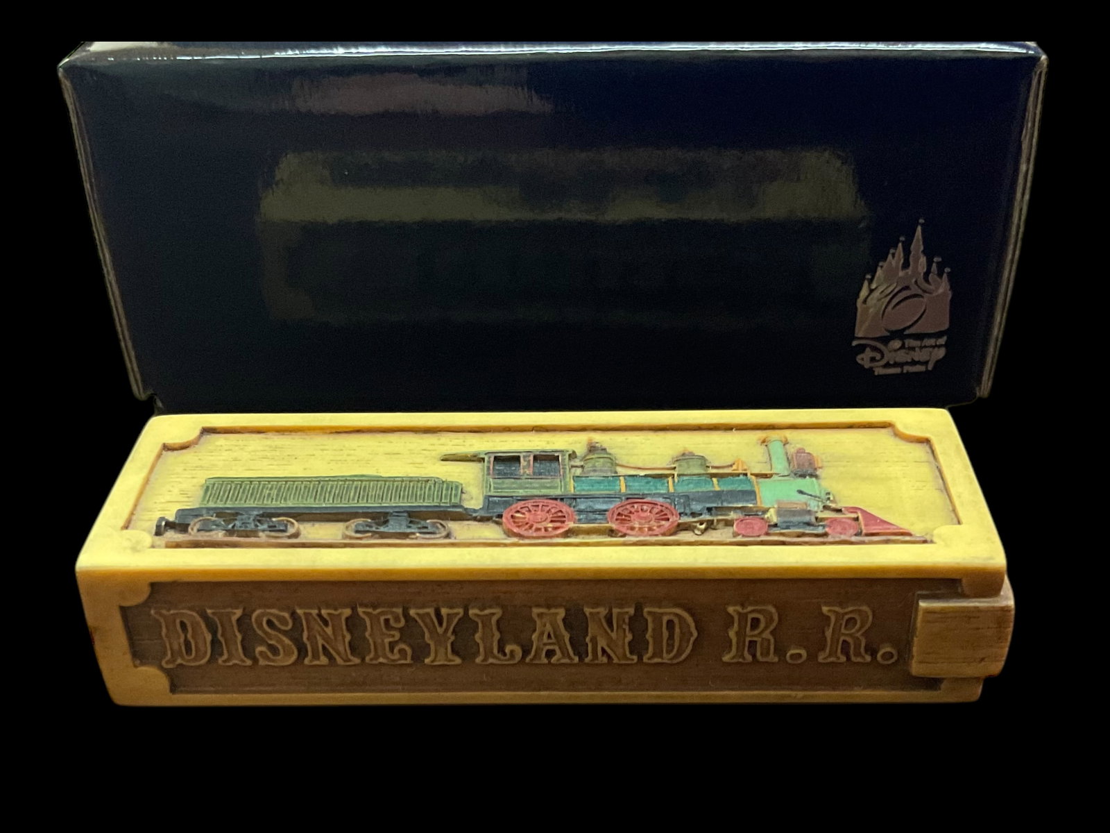 Disney Olszewski Disneyland Railroad PokitPal Trinket Box with Box: Disney Olszewski Disneyland Railroad PokitPal Trinket Box with Box, trinket measures 3 1/8" W x 5/8" H x 1 1/8" D, box measures 4" W x 1 5/8" H x 2 