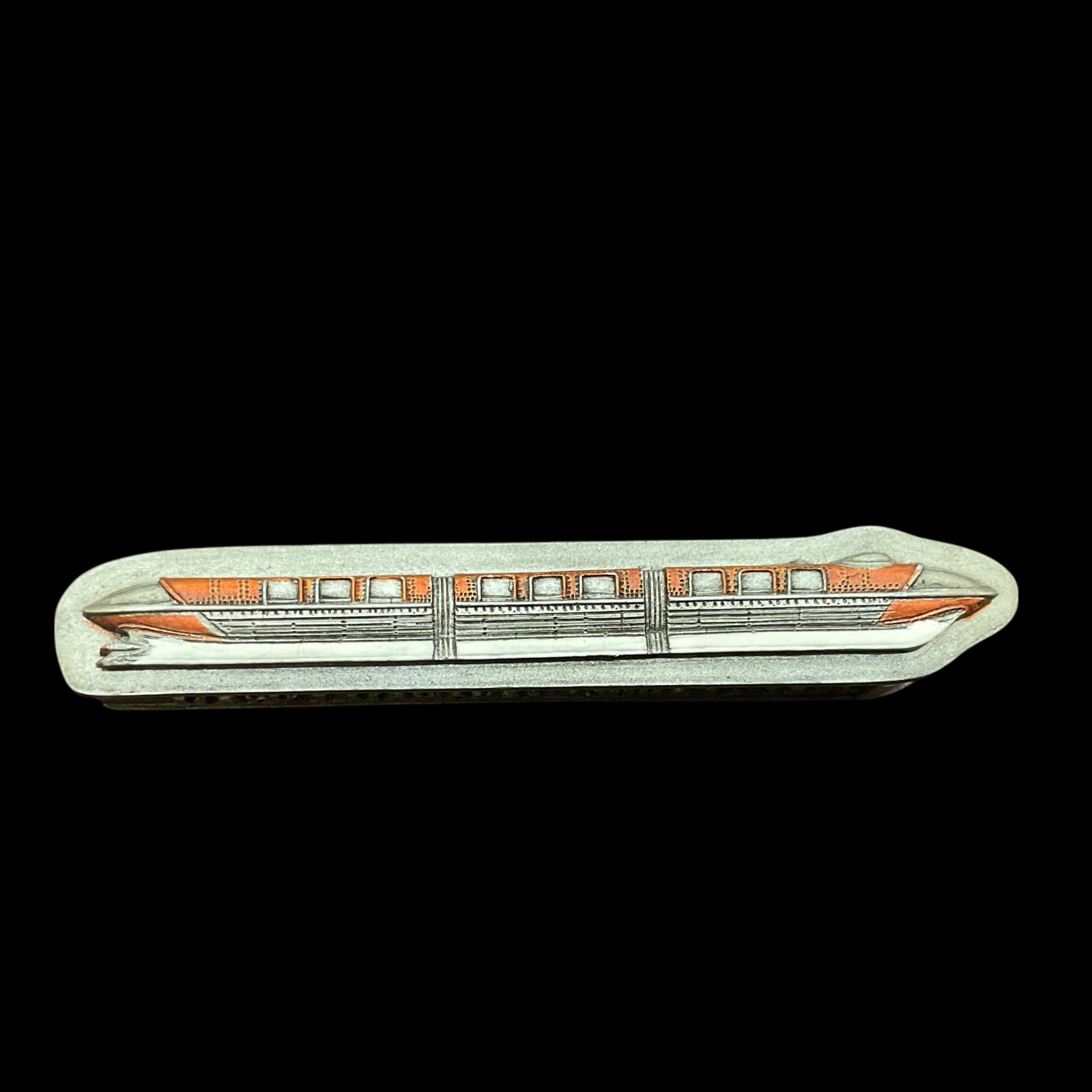 Disney Olszewski Monorail Mark I PokitPal Trinket Box with Box: Disney Olszewski Monorail Mark I PokitPal Trinket Box with Box, trinket measures 3 5/8" W x 5/8" H x 5/8" D, box measures 4 1/8" W x 1 5/8" H x 2 1/2&quo