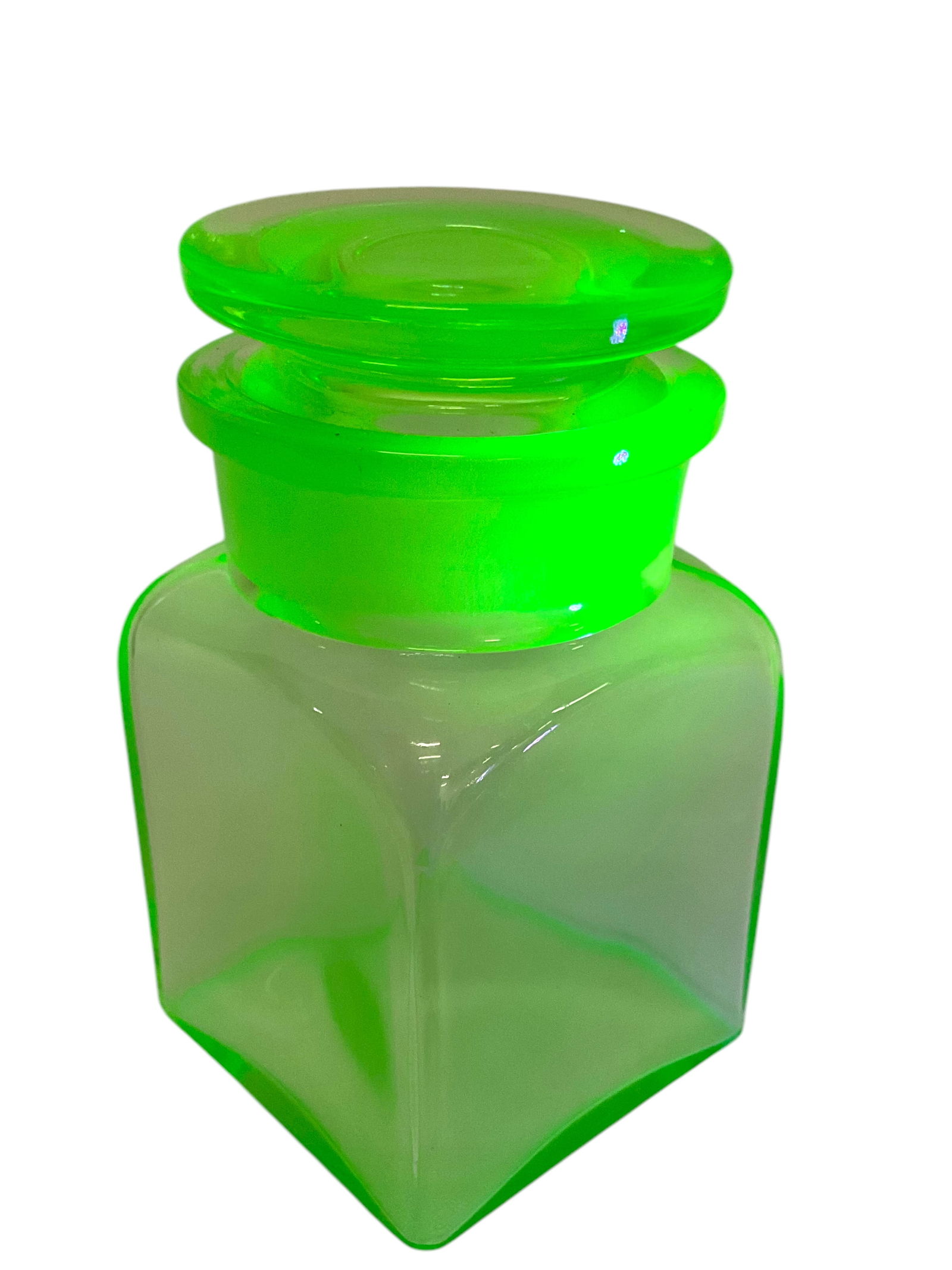 Green Uranium Depression Glass Apothecary Jar With Lid (1 of 6)