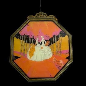 Art Deco Eglomise Painting Under Glass