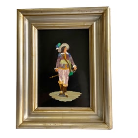 Italian School Pietra Dura Plaque Portrait of a Swordsman, Circa 1890