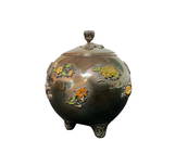 Japanese Covered Vessel Cloisonne Enamel Silver with flowers
