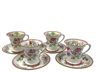 4 Cups and Saucer Sets by Royal Doulton for Tiffany & Co.