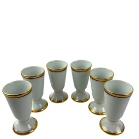 6 French Limoges Gilded Porcelain Goblets