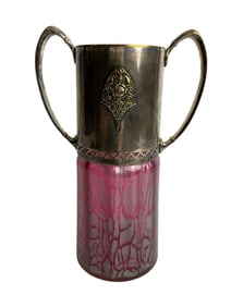 Art Nouveau Glass Vase with Mounting of the Argentor Works, Rust & Hetzel, Vienna, 1911, Lotz,