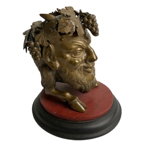 19th Century Roman Bronze Bacchus Inkwell