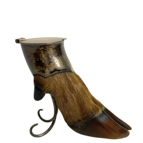 Antique Sterling Silver Taxidermy Deer Hoof Desk Inkwell