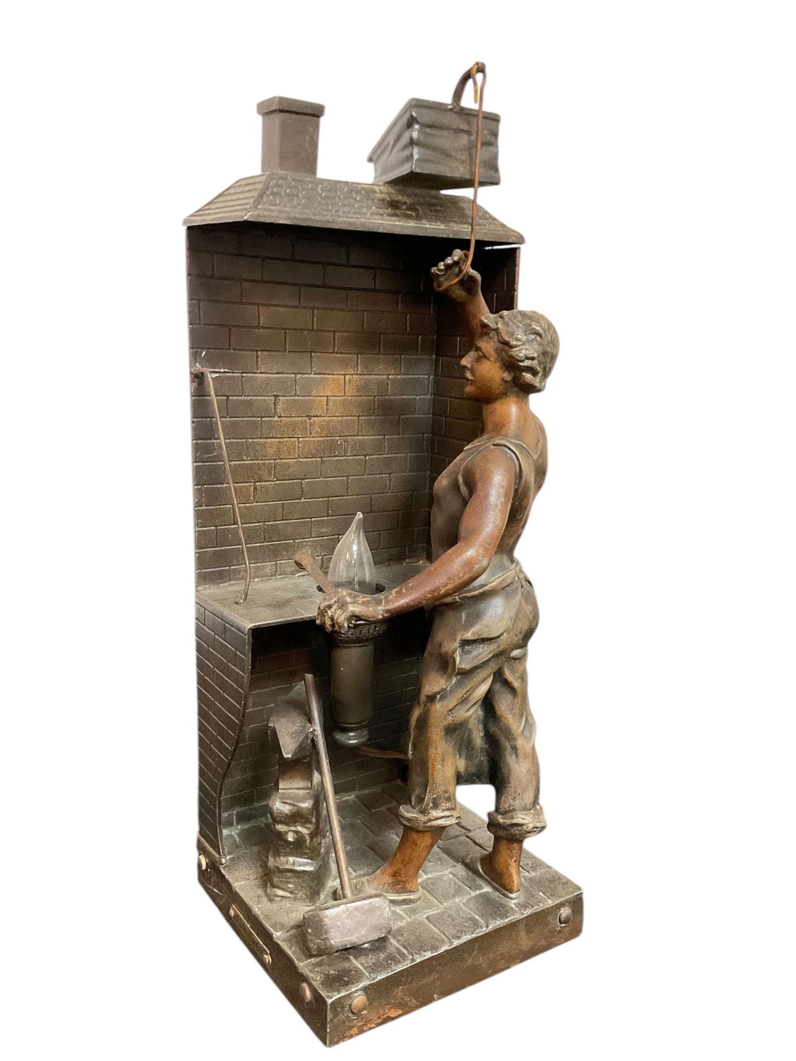 Brass Blacksmith Forge Statue Lamp Made in France (1 of 5)