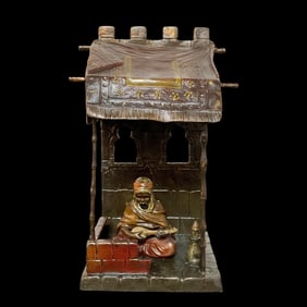 Painted Metal Vienna Lamp Musician and Tent