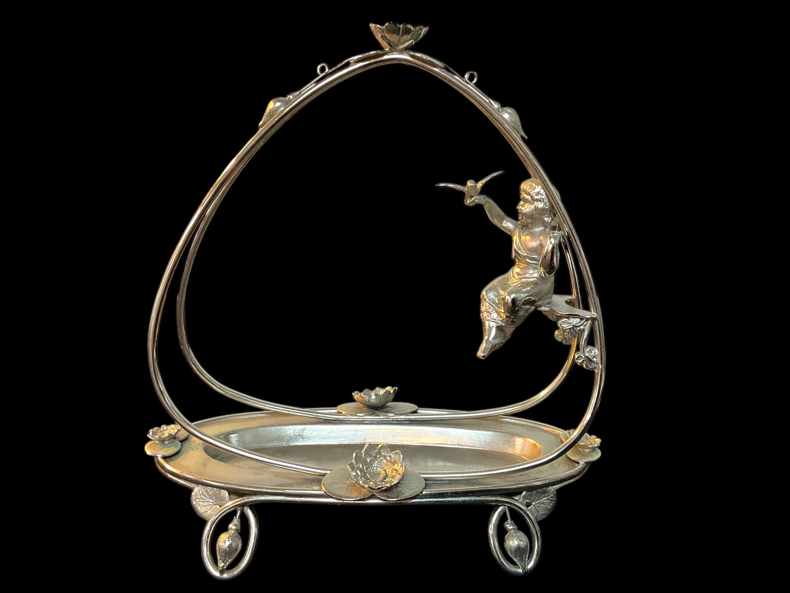 Reed and Barton Silver Plated Cherub Card Tray (1 of 6)