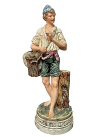 Royal Dux Art Nouveau Porcelain Fisherman Figurine