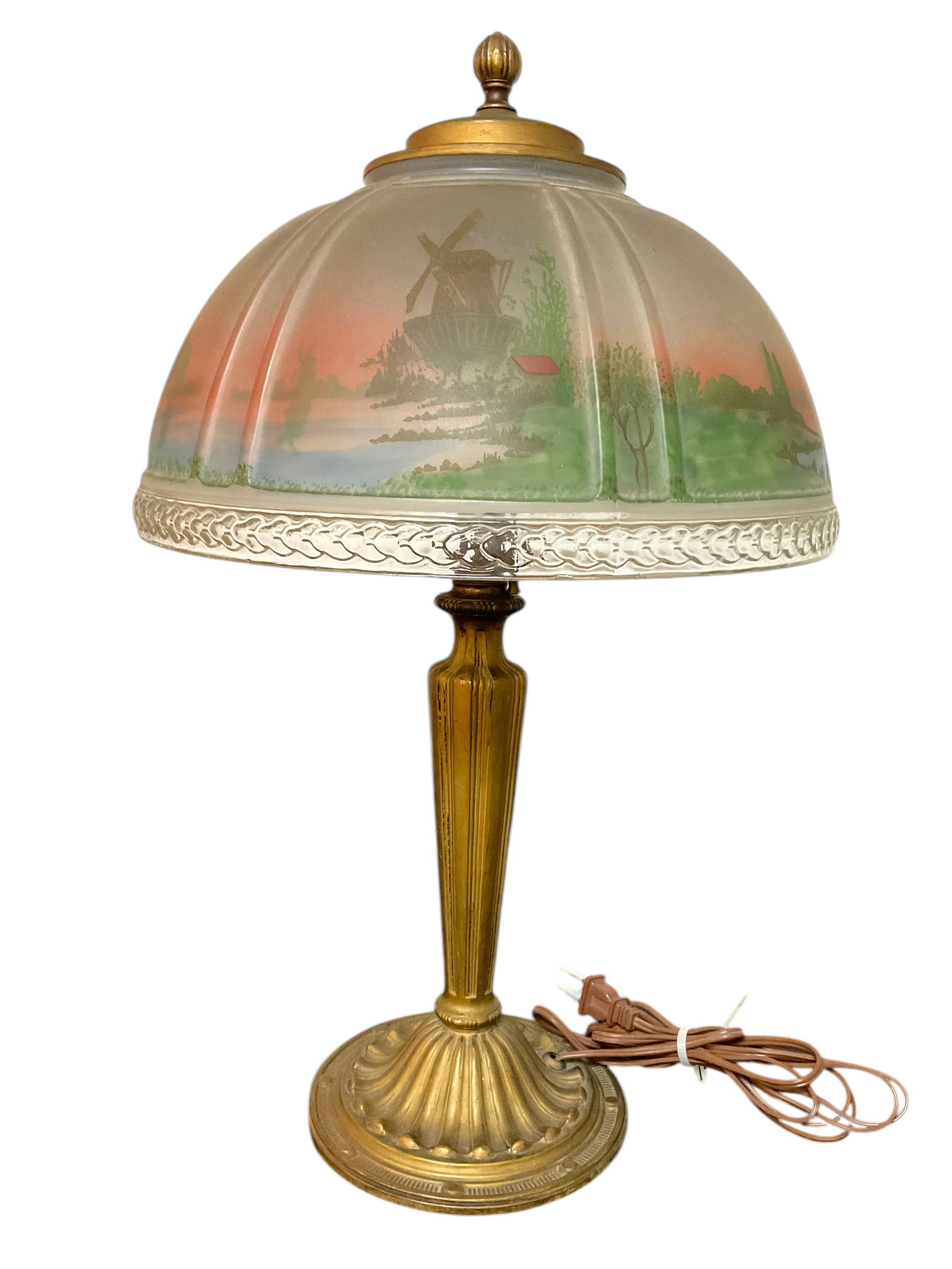 Reverse Painted Landscape Table Lamp (1 of 6)