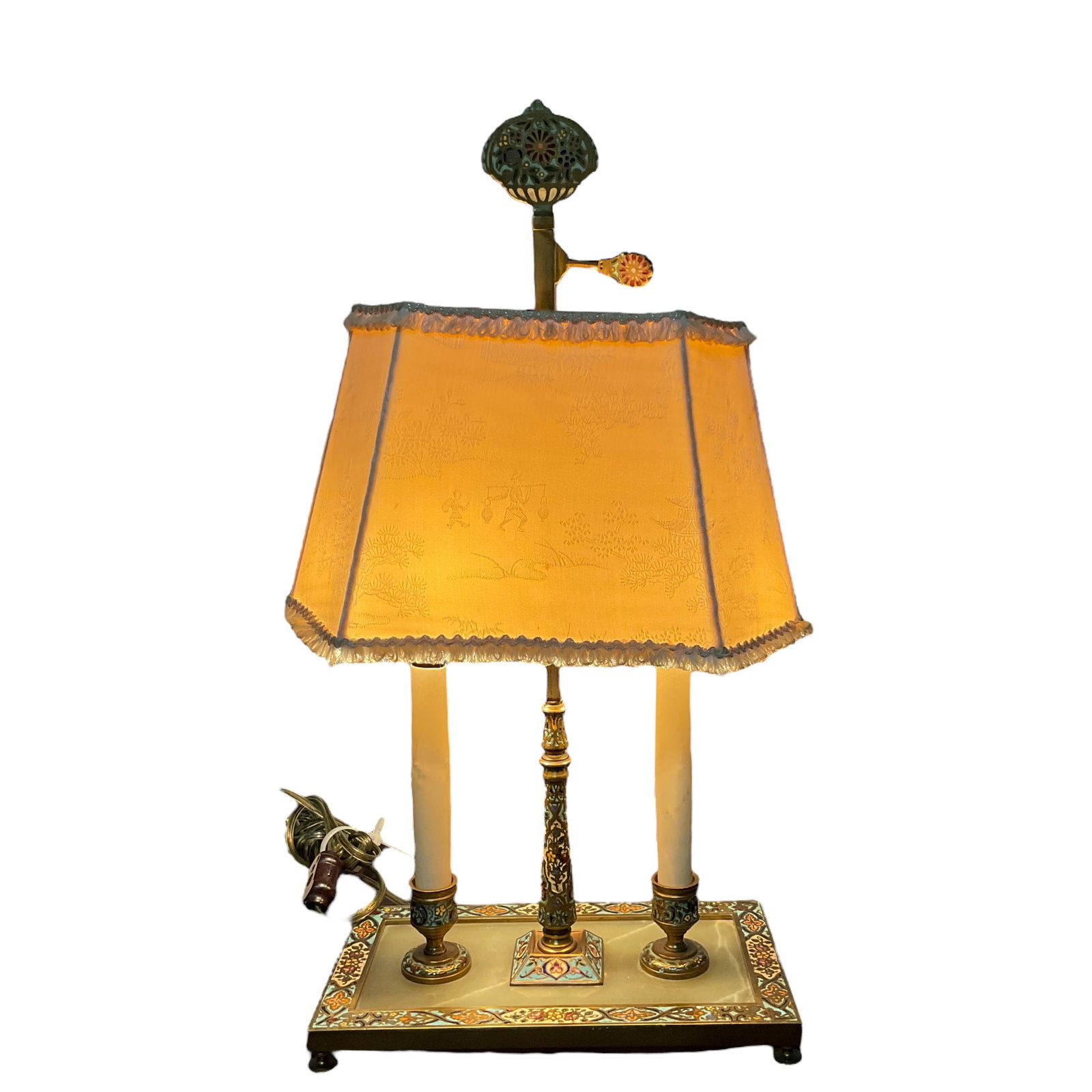Antique Bouillotte Lamp: Antique Bouillotte Lamp 19 1/2" tall, 11 1/2" wide, 5.5 lbs, In working order, Condition, some wear, see photographs