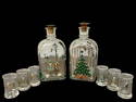 Group of 8 Holmegaard Painted Christmas Bottles and Glasses