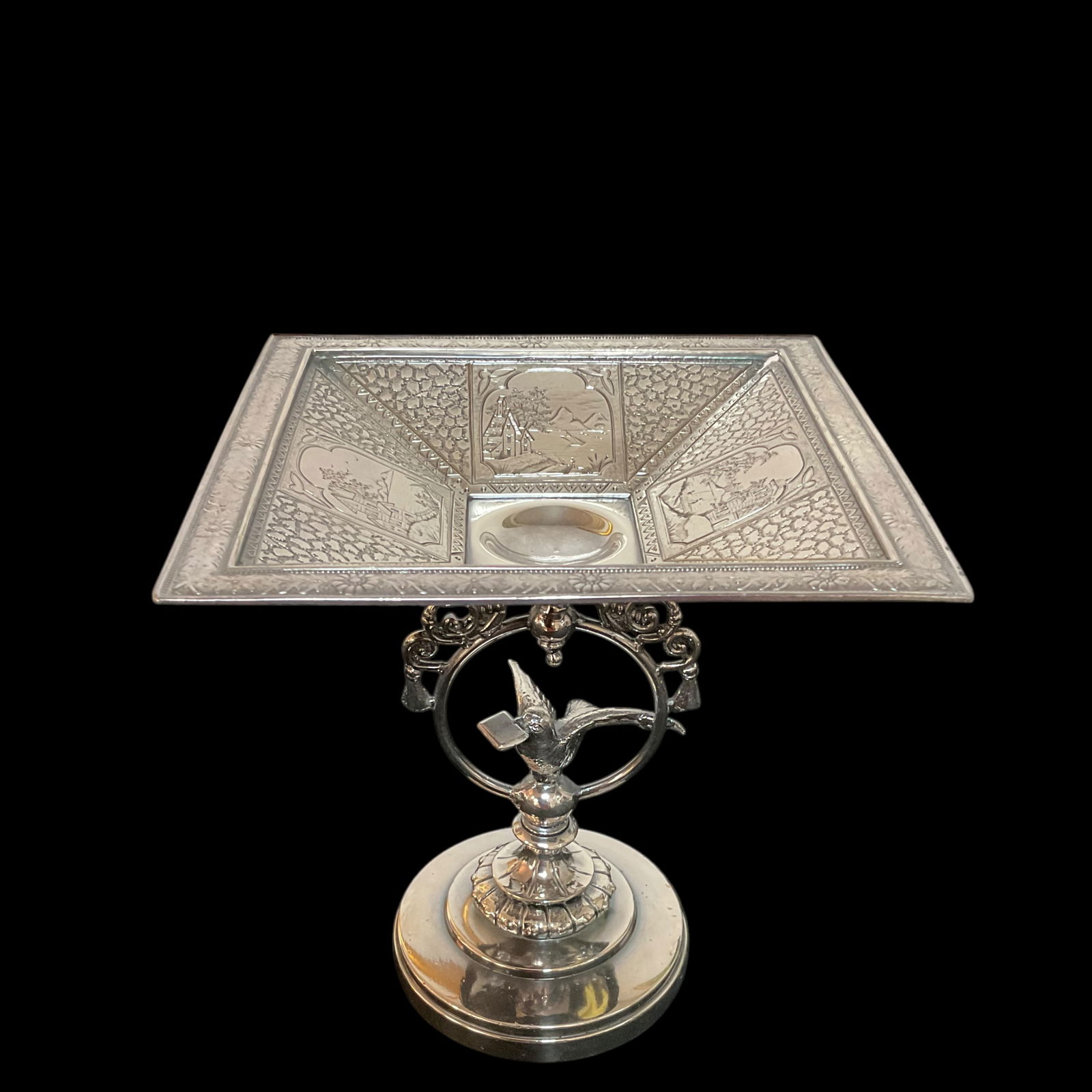 James W Tuft Silver Quadruple Plate Card Receiver Tray (1 of 6)