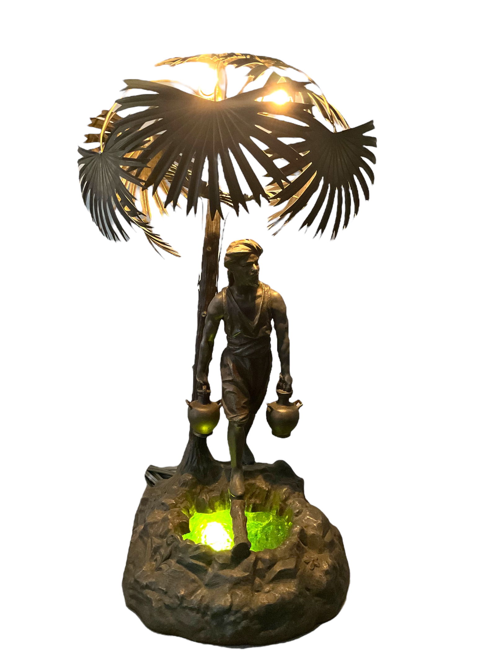 Bronze Lamp Palm Tree Leaves with Water Bearer Lamp (1 of 9)