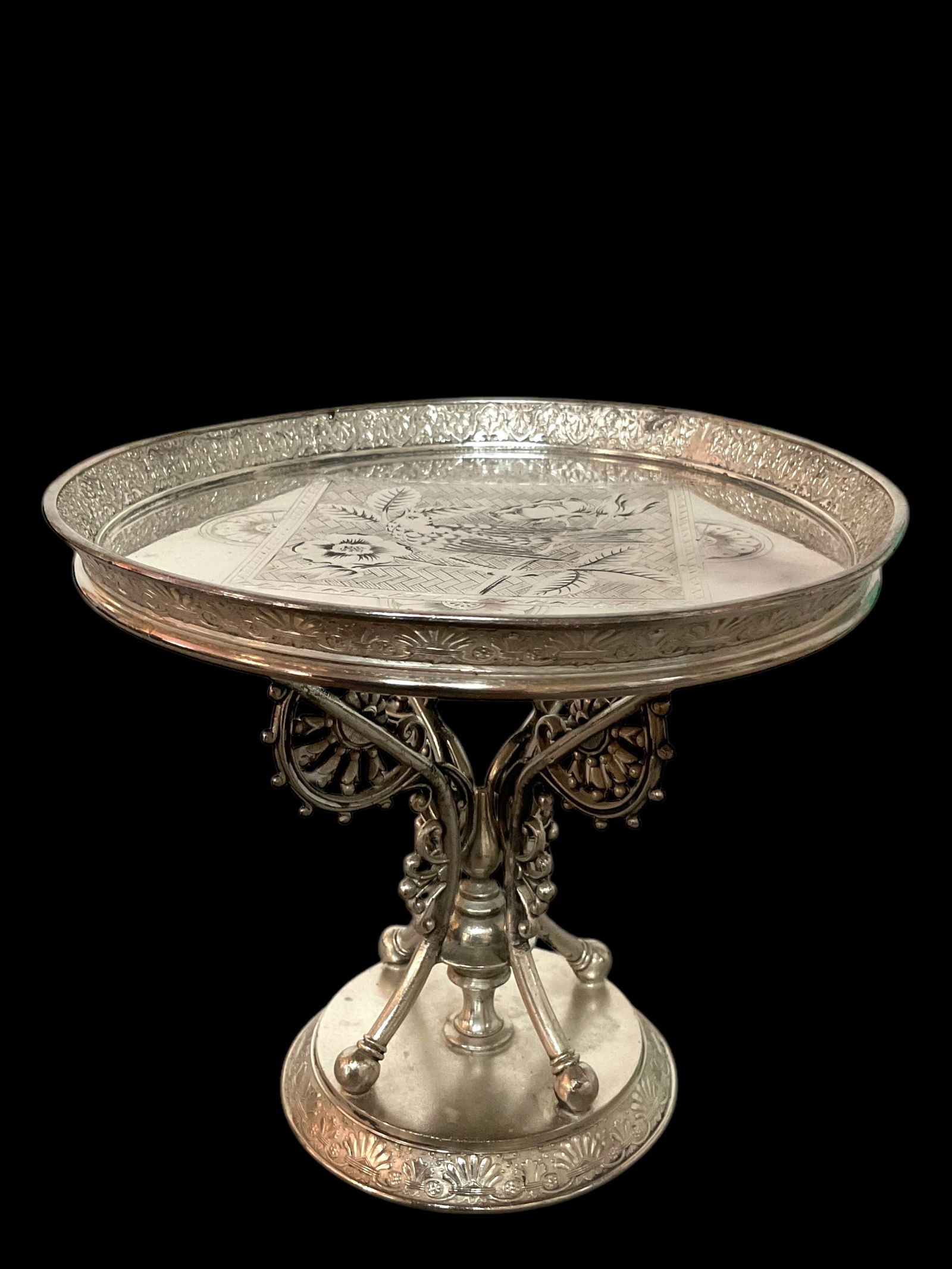 James W. Tufts, Boston, Quadruple Plate Silver Calling Card Tray # 3106. (1 of 5)