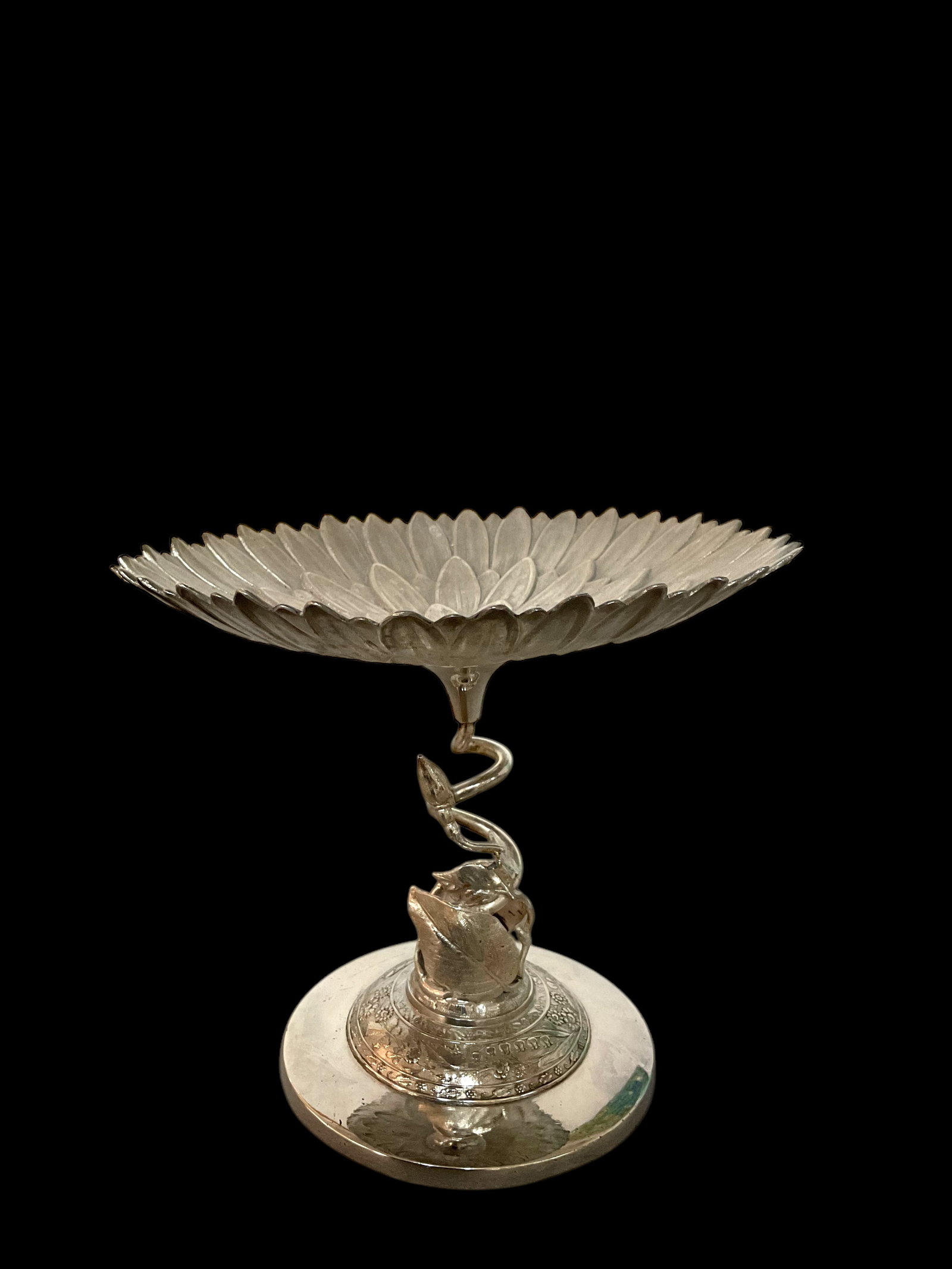Rogers Silver Plate Tazza with Flower Pattern: Rogers Silver Plate Tazza with Flower Pattern. Measures: 5.5” H x 6.5” W Condition: Good, See Photographs.