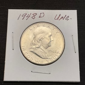 1948 D Franklin Silver Half Dollar