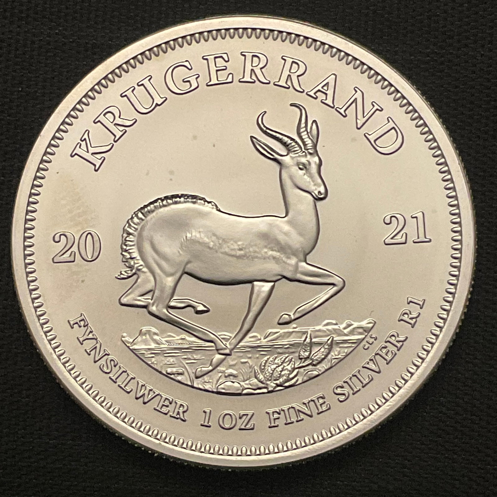 2021 South Africa Krugerrand 1 oz Fine Silver: 2021 South Africa Krugerrand 1 oz Fine Silver, 0.999 Fine Silver, The South African Mint, Condition, see photographs.