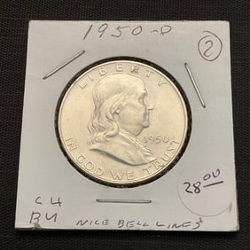 1950 D Franklin Silver Half Dollar
