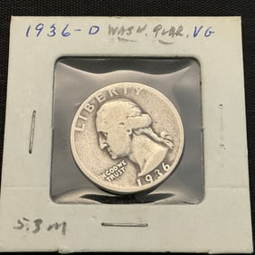 1936 D Washington Silver Quarter