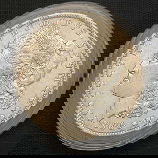 1886 Morgan Silver Dollar: 1886&nbsp;Morgan Silver Dollar, Composition 90% Silver, net weight 0.77344 ozt pure silver, in protective plastic coin holder,&nbsp; Condition,&nbsp;see photographs.